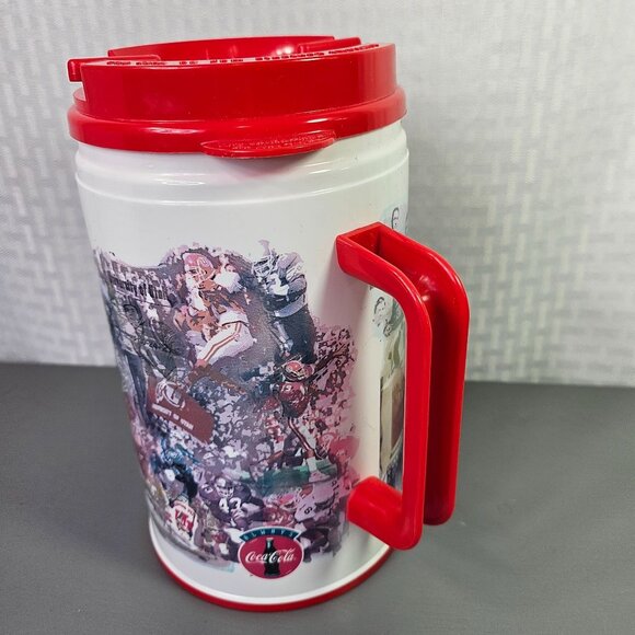 Vintage University Of Utah Football Collage Travel Mug With Red Lid & Handle - Picture 5 of 8